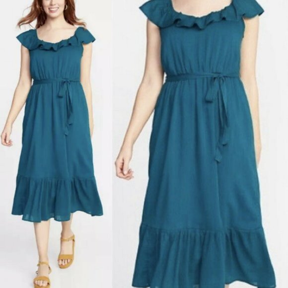 Old Navy Dresses & Skirts - Old Navy Midi Cami Dress Smocked Ruffled NWT